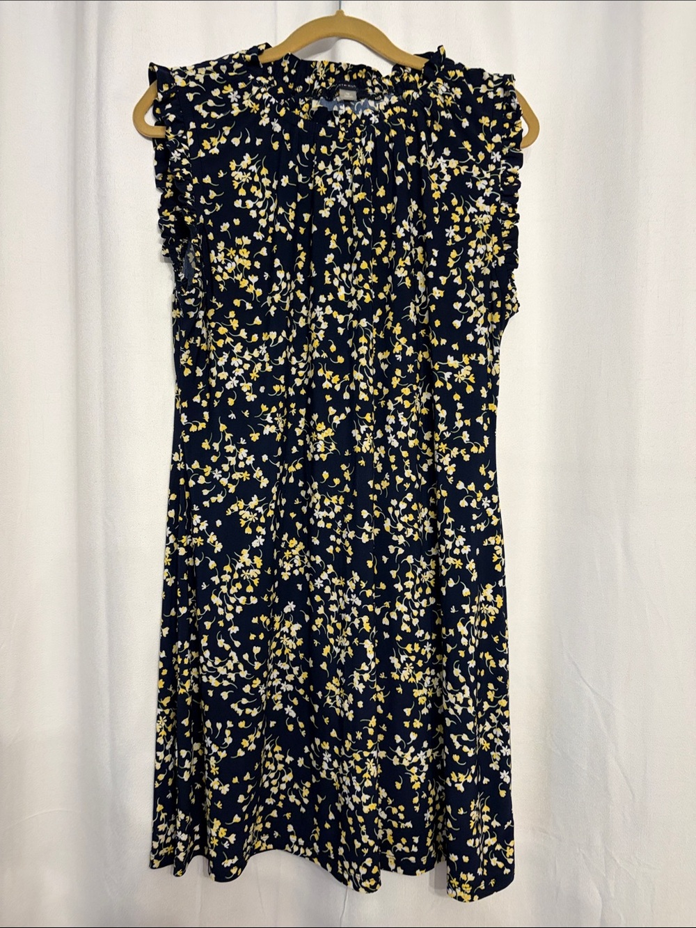 Tommy Hilfiger Navy Floral Ruffle-Sleeve Midi Dress